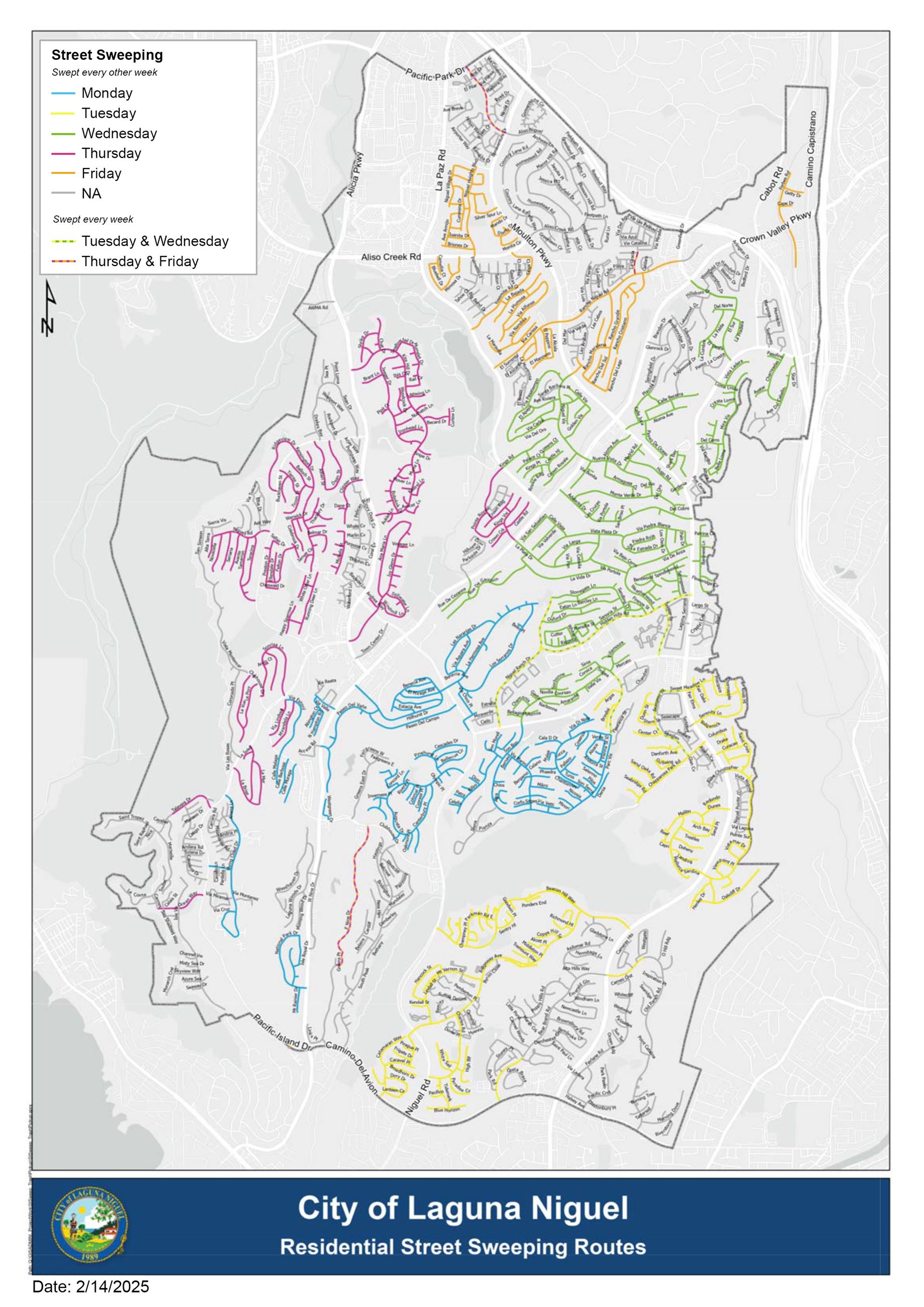 Residential Street Sweeping Regions Map